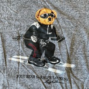Gray Ralph Lauren Skiing Bear T-Shirt Large
